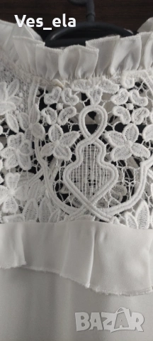 бяла блуза с рязана дантела, снимка 4 - Тениски - 54242036