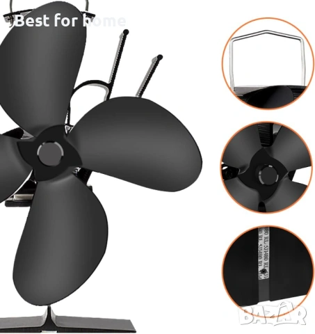 COMBIUBIU Вентилатор за печка с 4 крила, захранван от топлина, снимка 6 - Вентилатори - 53911370