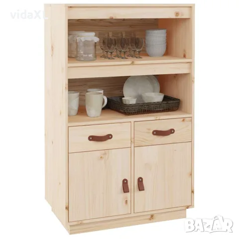 vidaXL Висок шкаф, 67x40x108,5 см, борово дърво масив, снимка 4 - Бюфети - 56147924