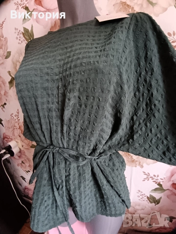 дамска зелена риза , снимка 4 - Блузи с дълъг ръкав и пуловери - 52901734