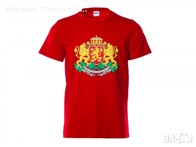 Нова детска червена тениска с релефен трансферен печат Герб на България, снимка 5 - Детски тениски и потници - 30083204