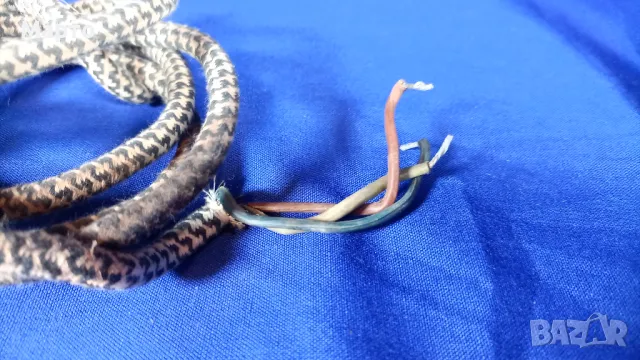 Стар, ретро, кабел, троен, многожилен, текстилна оплетка, снимка 2 - Антикварни и старинни предмети - 50189287