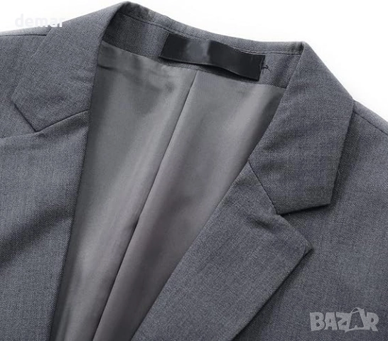 YFFUSHI Мъжко сако Slim Fit с папионка и 1 копче, класическо леко сако, сиво, XL, снимка 4 - Сака - 52443097