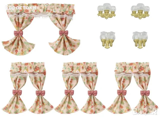 Комплект за миниатюрна къща Sylvanian Families 5447, комплект аплици и пердета за къща за фигурки , снимка 5 - Образователни игри - 47566559