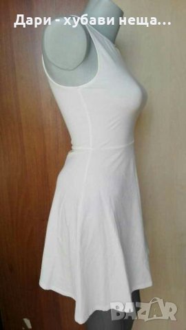 Бяла разкроена рокля от памучно фино трико🍀❤XS,S❤🍀арт.4373, снимка 2 - Рокли - 37259887