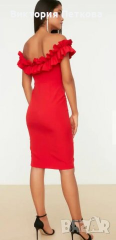 Елегантна червена рокля , снимка 2 - Рокли - 38724028
