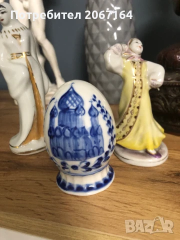 Руско порцеланово яйце Гжель, снимка 4 - Колекции - 50578569