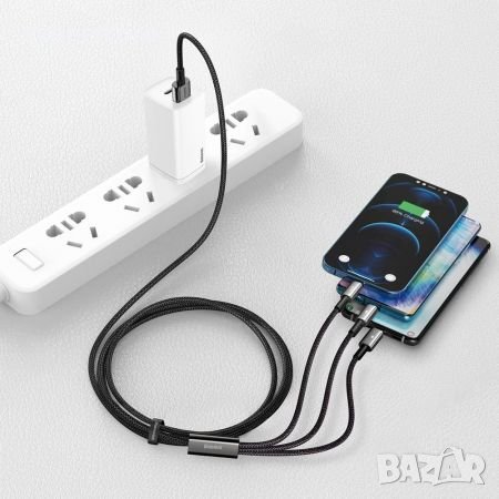 Кабел USB към Lightning, Type C и Micro USB 3 в 1 3.5А Baseus CAMLTWJ-01 1.5m Cable 3 in 1, снимка 3 - USB кабели - 38126456