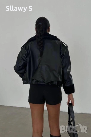 Кожено бомбер яке, снимка 6 - Якета - 52563918