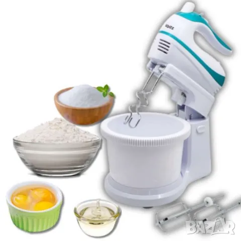 Миксер с купа, 500W, 5скорости, Бял/ Син