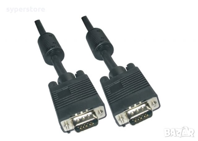 Кабел VGA към VGA 30м + 2 ферит VCom SS001259 Черен, Cable VGA HD15 M/M +2Ferrite, снимка 1 - Кабели и адаптери - 34165147