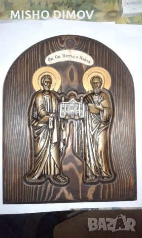 Икона св.св.Петър и Павел, снимка 2 - Дърводелски услуги - 21493329