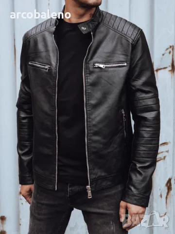 Мъжко черно кожено яке