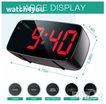НОВ ПОСТОЯННО СВЕТЕШ LCD ДИГИТАЛЕН ЧАСОВНИК С ТЕМПЕРАТУРА И КАЛЕНДАР.НАСТОЛЕН СВЕТЕЩ БУДИЛНИК АЛАРМА, снимка 4 - Други - 42253037
