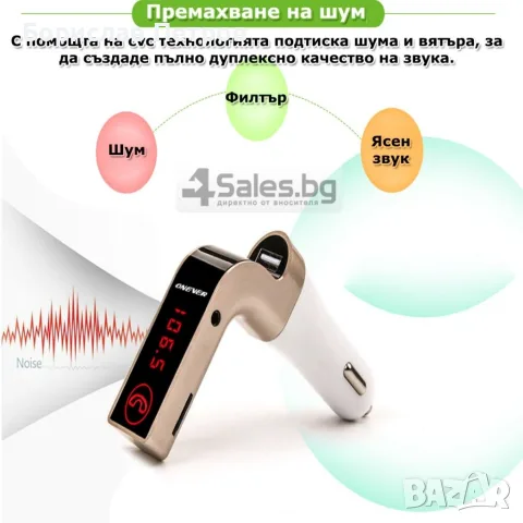 FM трансмитер за кола 4 в 1 G7 + AUX ( FM, MP3 player, USB hands free) HF3, снимка 12 - Аксесоари и консумативи - 55754049