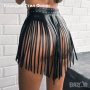 Фетиш открит кожен сутиен с кожени ресни, снимка 2
