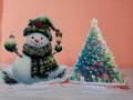 Диамантен 5Д комплект Снежен човек и елха, снимка 2