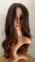 Парти тъмно кафява синтетична перука с руси кичури, на път, 65 см, снимка 2