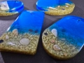 Морски комплект от епоксидна смола (поставка и медальони), снимка 2