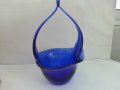 Стъклена кошница купа кобалт , снимка 3