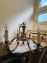 Месингов Античен Полилей, абажур, лампа, снимка 3