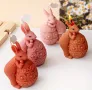 3D Три модела великденски заек с яйце Силиконов молд за свещи гипс сапун , снимка 2
