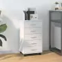 vidaXL Шкаф с чекмеджета на колелца, бял гланц, инженерно дърво, снимка 2