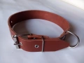 Много здрав нашийник от естествена кожа (цвят Коняк) – 4 см широк, снимка 1
