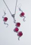 Разкошен комплект бижута в рубинено червено с орнаменти в цвят Сребро, снимка 3