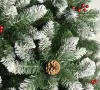 Разкошна Коледна елха със снежни върхове, шишарки и червени плодове 150 см, снимка 3