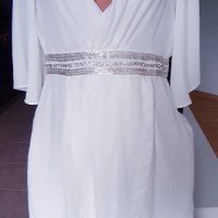 Бяла рокля с камъни и мъниста*, снимка 2 - Рокли - 37784170