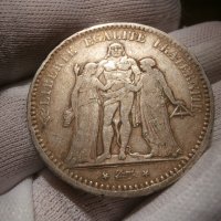 Голяма сребърна монета 5 франка 1849 , снимка 2 - Нумизматика и бонистика - 42199837
