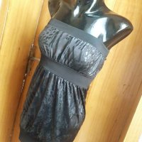Черна къса рокля бюстие със змийски принт С/М, снимка 2 - Рокли - 18914254