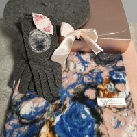 Комплект съдържащ кашмирен шал, барета , ръкавици и луксозна кутия, снимка 5 - Шалове - 34516714