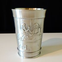 Западно Германска чаша,халба от калай 11.5 см. , снимка 1 - Антикварни и старинни предмети - 29089272