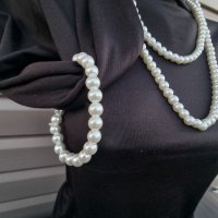 Комплект дълъг перлен гердан и перлена гривна, снимка 4 - Бижутерийни комплекти - 39235944