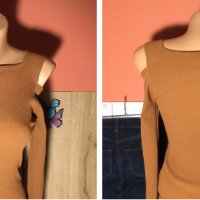 🧡👜Красив пуловер от фина рипсена материя в цвят камел,s размер👉12 лв.👜, снимка 3 - Блузи с дълъг ръкав и пуловери - 30979457
