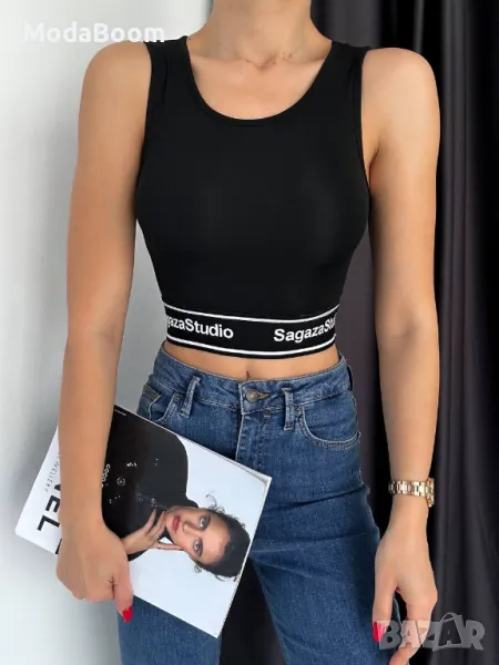 Черен дамски кроп топ , снимка 1