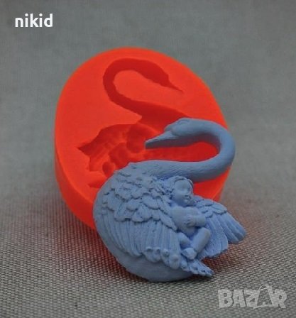 Лебед голям с дете силиконов молд форма фондан шоколад гипс декор, снимка 1