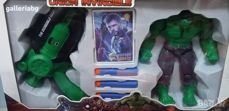 Комплекти на Хълк - фигурка + пистолет нърф (Hulk), снимка 1