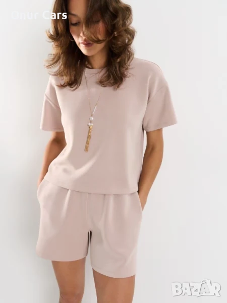 Къси панталони (basic) в Бежов цвят (Размер L), снимка 1