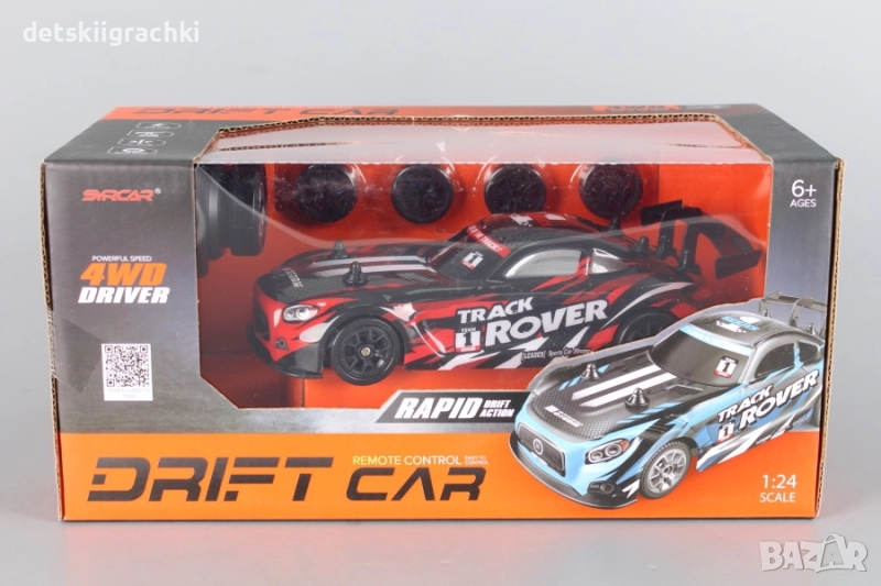 Радиоуправляема кола за дрифт с 4 бр резевни гуми и светлинни ефекти , снимка 1