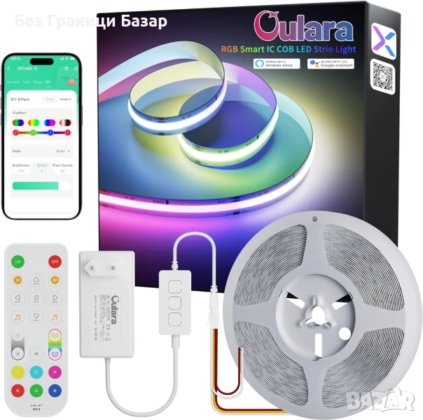 Нова RGB COB LED Лента 6M WS2811 WiFi Alexa Управление Музикален Режим, снимка 1