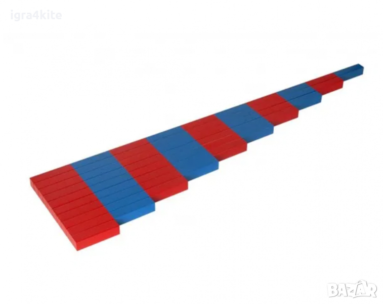Професионални Монтесори синьо червени Числови пръчки в оригинален Р-Р, снимка 1
