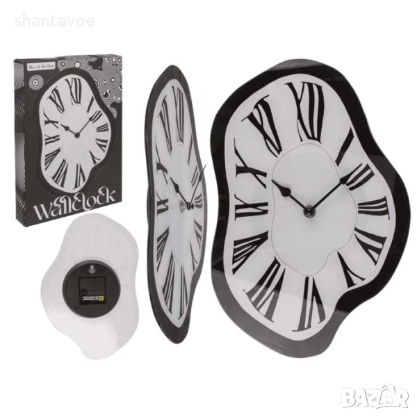 Стъклен, стенен разтапящ се часовник, снимка 1