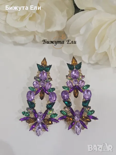 Обеци цветни кристали , снимка 1