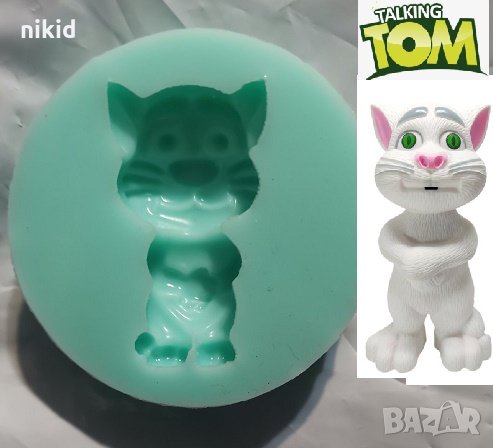 Говорещият Том котка talking tom cat силиконов молд форма за декорация торта фондан шоколад , снимка 1