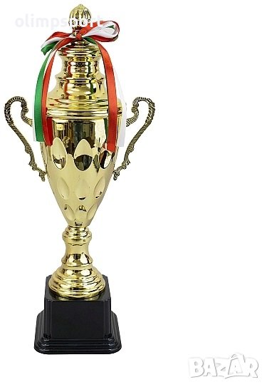 Купа наградна с капак , 46 см (OOO10202) Масивна наградна купа с ленти, снимка 1