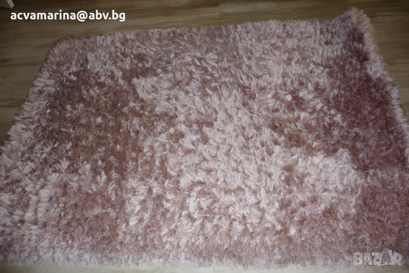 розов килим с дълъг косъм, снимка 1
