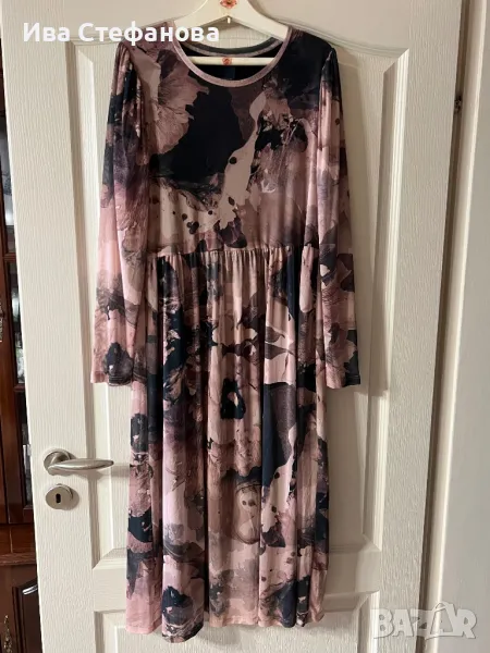 Нова луксозна ежедневна елегантна рокля вискоза  midi дължина пепел от рози черна рокля , снимка 1